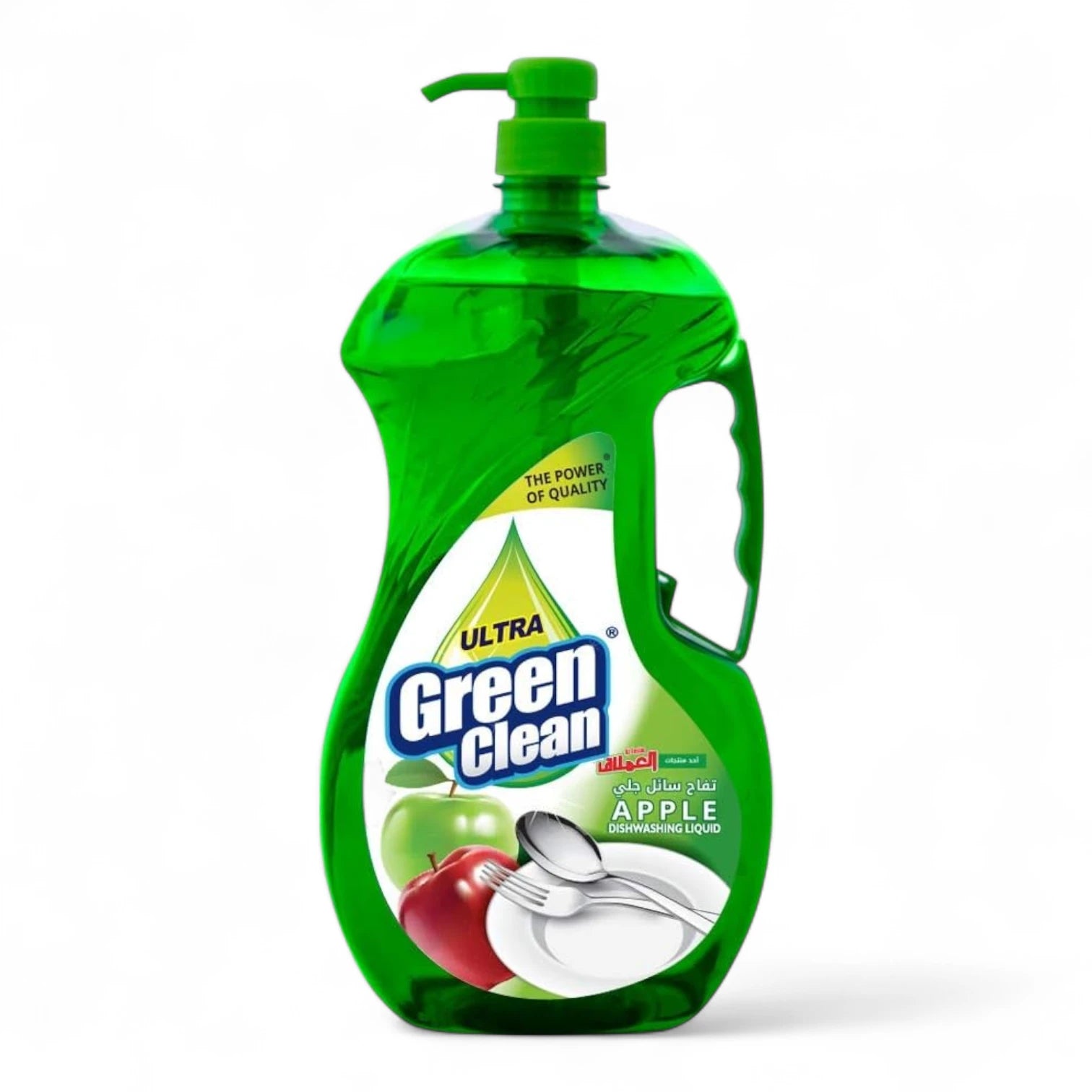 Green Clean Apple Dishwashing Liquid – 1800ml Family-Size | High-Concentration Formula, Tough Grease Removal, Easy-Pour Bottle, Fresh Apple Scent - Damoo