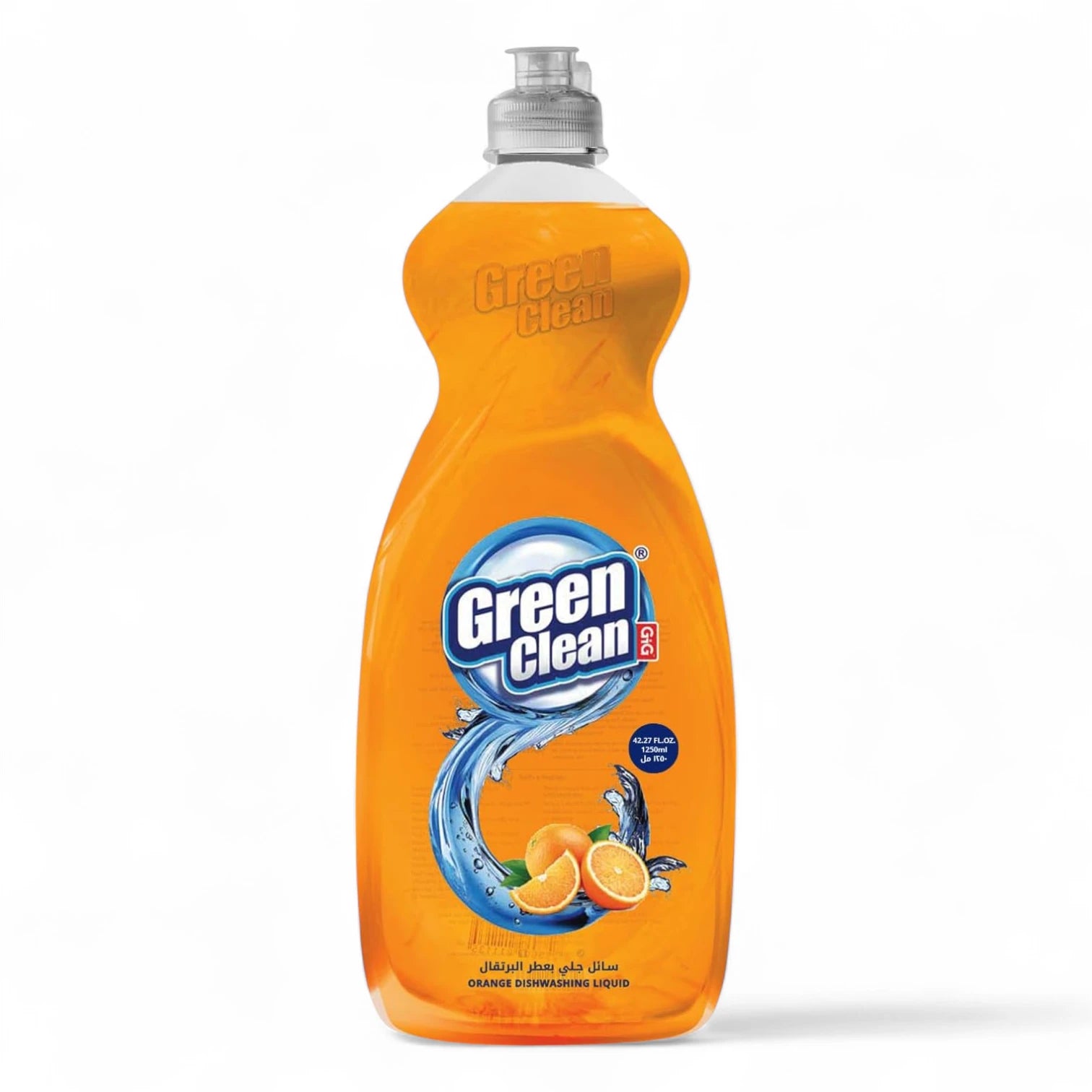 Green Clean Orange Dishwashing Liquid – 1250ml Eco-Friendly Grease Remover | Biodegradable, Residue-Free, Fresh Orange Scent - Damoo
