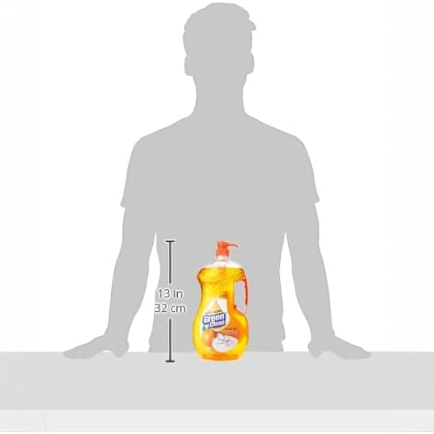 Green Clean Orange Dishwashing Liquid – 1800ml Family-Size | High-Concentration Formula for Tough Grease, Food Residue & Stain Removal - Damoo