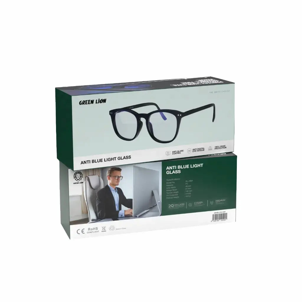 Green Lion Anti-Glare Glasses with UV400 Protection | Blue Light Blocking Glasses for Eye Strain Relief & Screen Use - Damoo