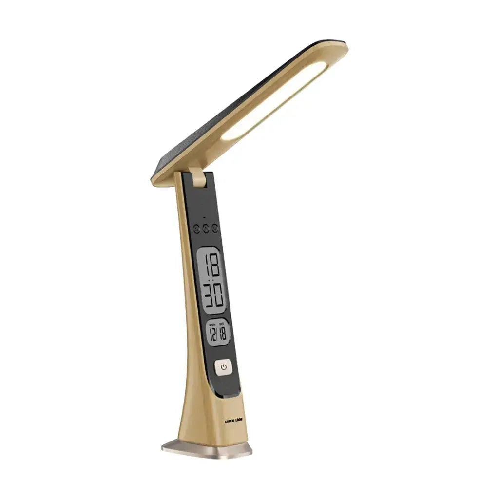Green Lion LED Table Lamp | Adjustable Brightness, Cold-Natural-Warm Light Modes, 1800mAh Battery, Digital Time & Date Display - Damoo