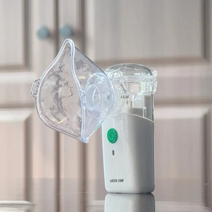 Green Lion Portable Nebulizer | Quiet Mist Inhaler for Asthma & Allergy Relief, Dual Power, LED Indicator, Travel-Friendly Design - Damoo
