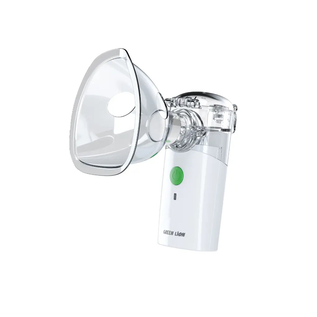 Green Lion Portable Nebulizer | Quiet Mist Inhaler for Asthma & Allergy Relief, Dual Power, LED Indicator, Travel-Friendly Design - Damoo