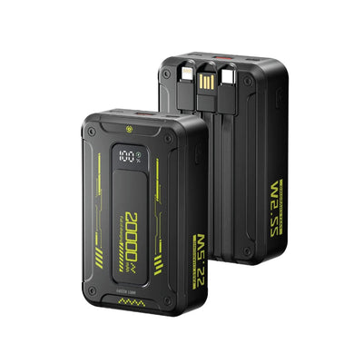 Green Lion Xtreme 20 Power Bank 20000mAh – 22.5W PD Fast Charging, Built-in USB-C & Lightning Cables, USB-A & USB-C Ports, Digital Display - Damoo