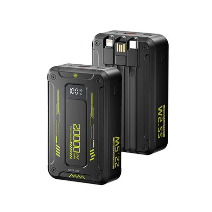 Green Lion Xtreme 20 Power Bank 20000mAh – 22.5W PD Fast Charging, Built-in USB-C & Lightning Cables, USB-A & USB-C Ports, Digital Display - Damoo