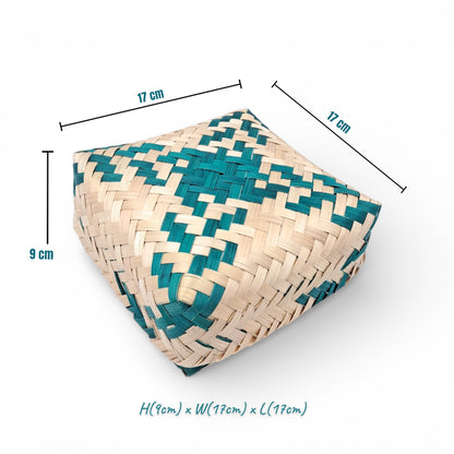Handwoven Square Bamboo Trinket Box with Lid – Decorative Jewelry & Storage Organizer, Gift Box for Home Décor (17 × 17 CM) - Damoo