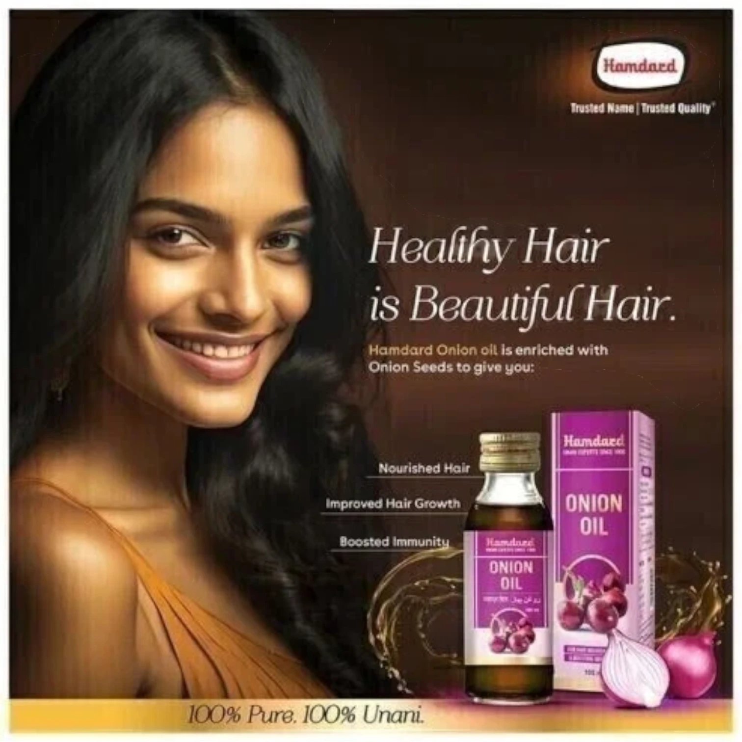 Hamdard Ayurvedic Herbal Onion Hair Oil – 100ml | Natural Hair Growth Oil for Strong, Healthy Hair | With Tukhm-e-Piyaz (Onion Seed) | Unisex & All Hair Types - Damoo