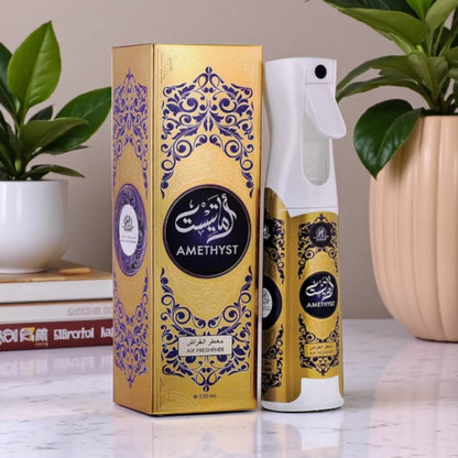 Hamidi Amethyst Non-Alcoholic Air Freshener Spray – 320ML | Mood-Boosting Home & Car Fragrance | Safe & Refreshing Everyday Scent - Damoo