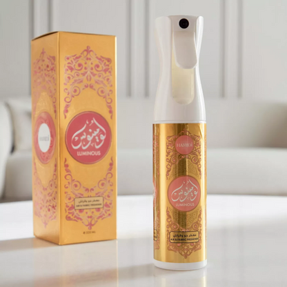 Hamidi Luminous Luxury Air Freshener – 320ML | Non-Alcoholic Aromatic Spray for Air & Fabrics | Long-Lasting Fragrance for Home, Office & Car - Damoo