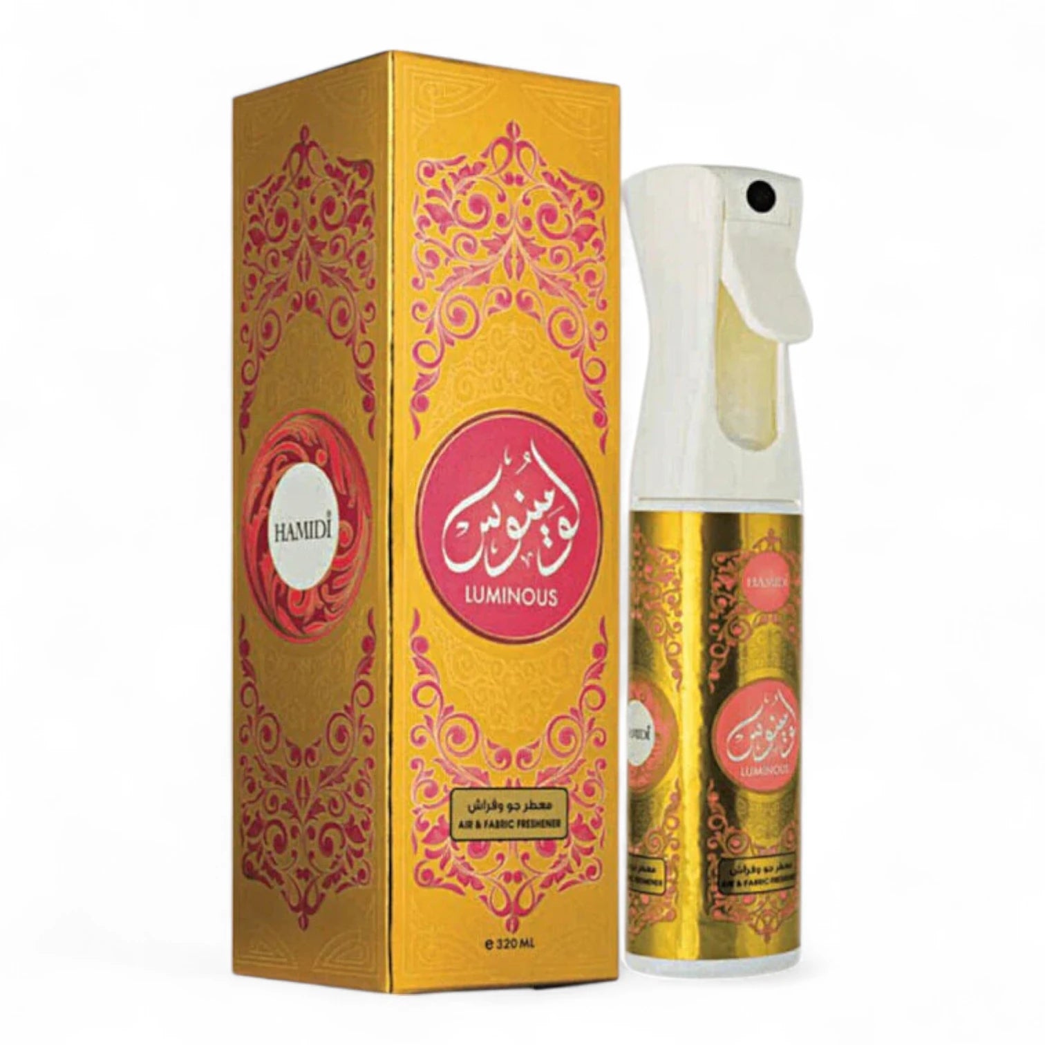 Hamidi Luminous Luxury Air Freshener – 320ML | Non-Alcoholic Aromatic Spray for Air & Fabrics | Long-Lasting Fragrance for Home, Office & Car - Damoo