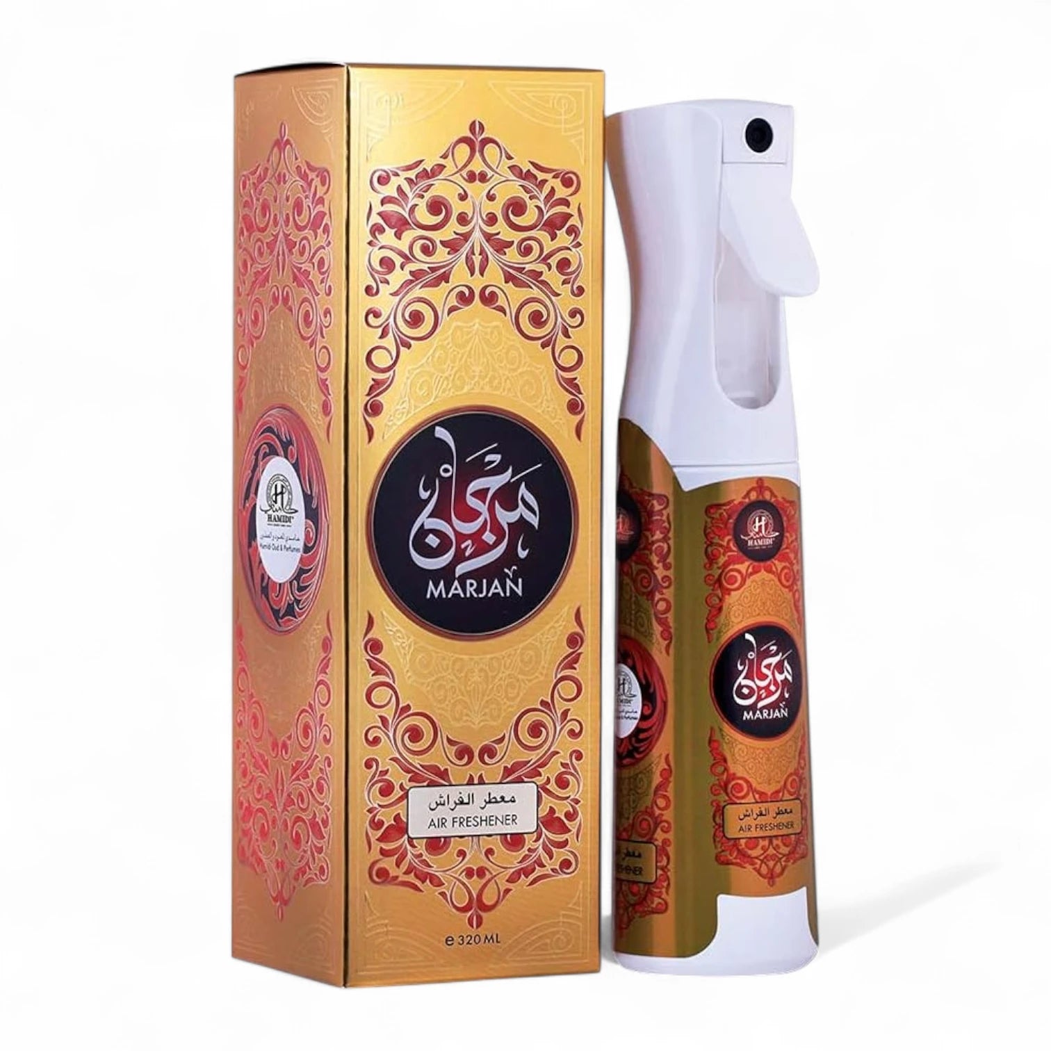 Hamidi Marjan Luxury Air Freshener – 320ML | Non-Alcoholic Spray with Citrus & Herbal Notes | Refreshing Home & Car Fragrance Inspired by Arabic Heritage - Damoo