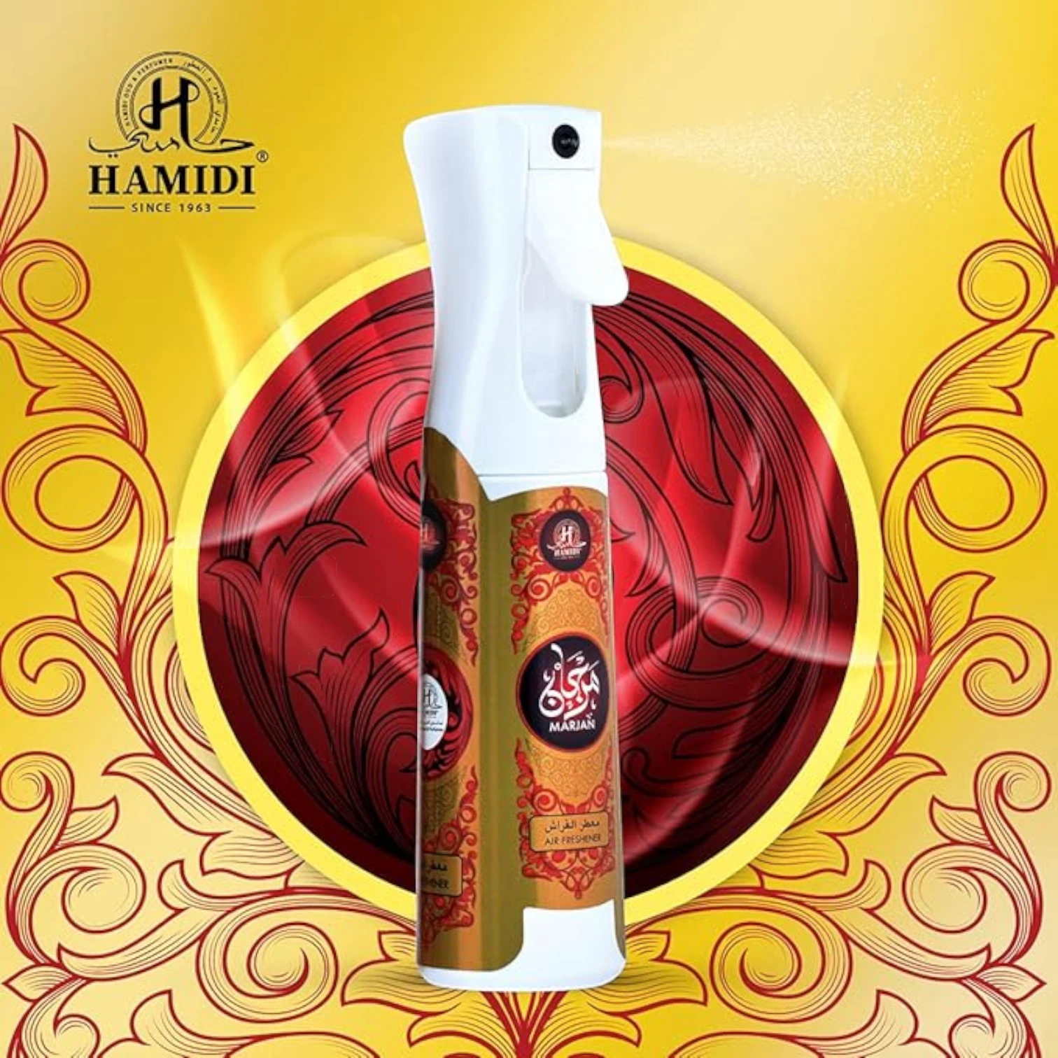 Hamidi Marjan Luxury Air Freshener – 320ML | Non-Alcoholic Spray with Citrus & Herbal Notes | Refreshing Home & Car Fragrance Inspired by Arabic Heritage - Damoo