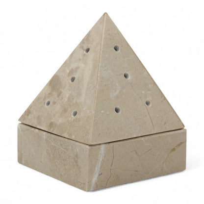 Handcrafted Marble Pyramid Incense Burner with Brass Insert – Elegant Cone Incense Holder for Aromatherapy & Home Décor - Damoo
