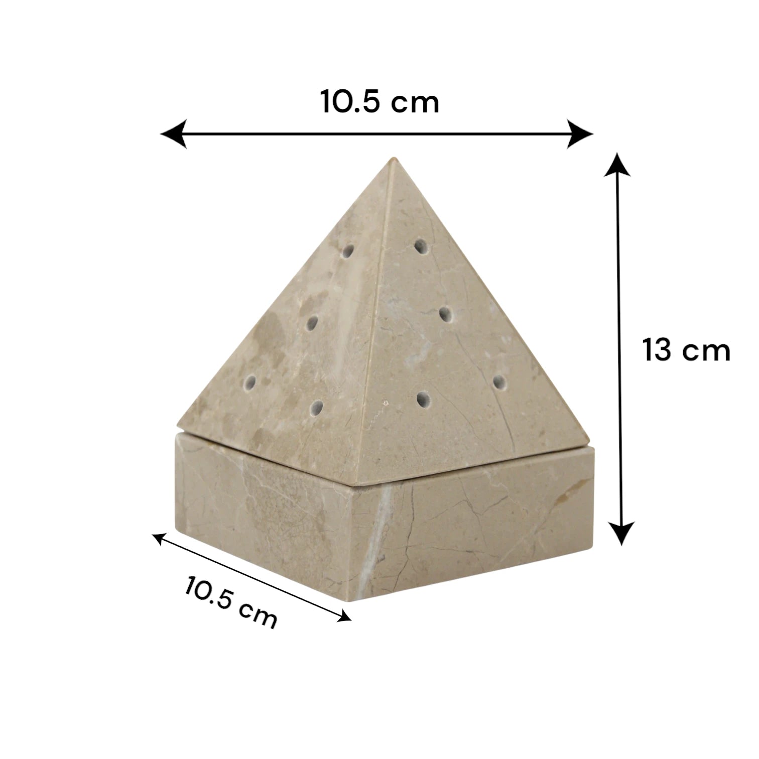 Handcrafted Marble Pyramid Incense Burner with Brass Insert – Elegant Cone Incense Holder for Aromatherapy & Home Décor - Damoo