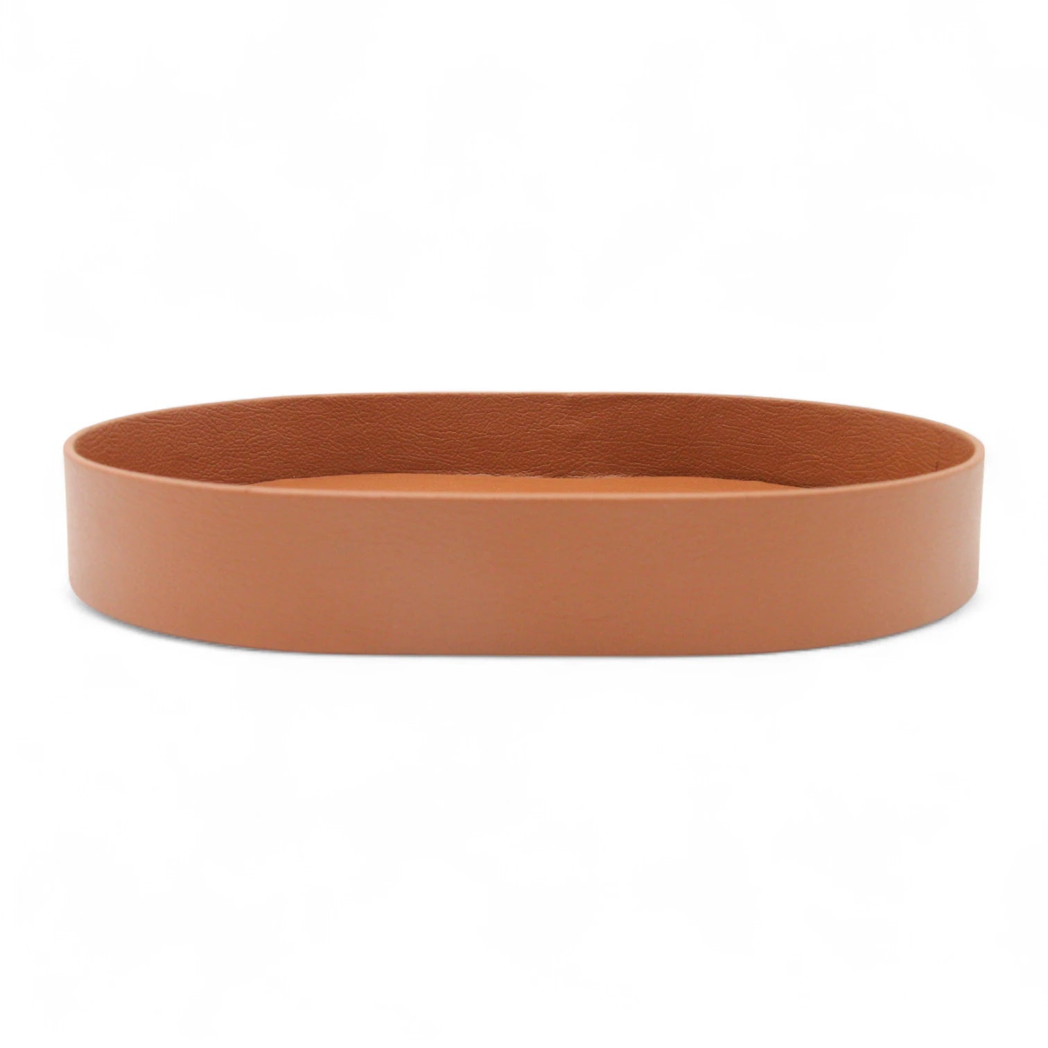 Handcrafted Oval Leather Valet Tray – Brown PU Leather Catchall Organizer for Desk, Entryway, Nightstand or Dresser - Damoo