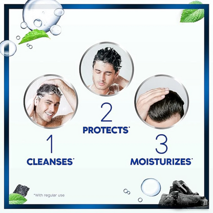 Head & Shoulders Charcoal Detox Anti-Dandruff Shampoo | Deep Clean for Oily Hair & Itchy Scalp | 100% Dandruff-Free | 2x400ml Dual Pack - Damoo