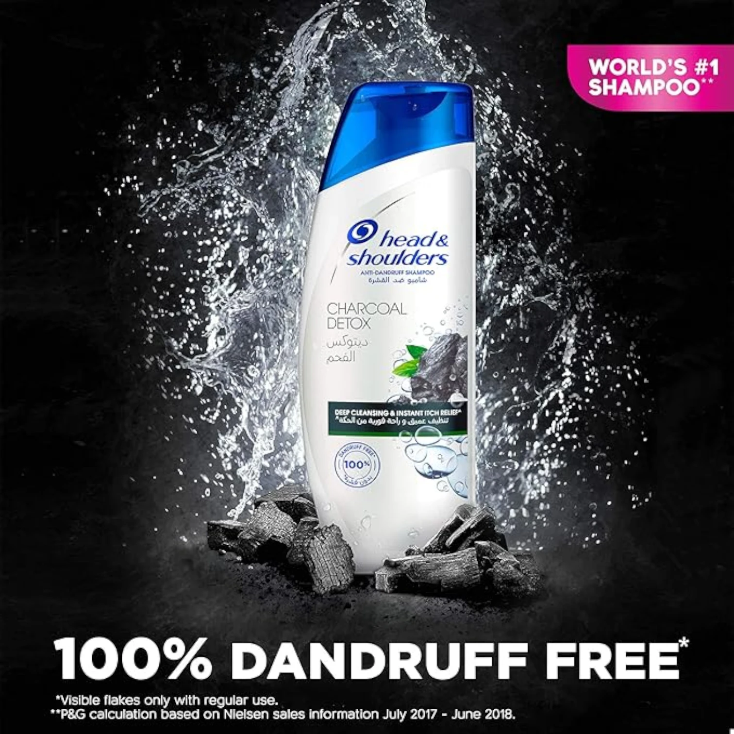 Head & Shoulders Charcoal Detox Anti-Dandruff Shampoo – Deep Scalp Cleanser with Activated Charcoal – Removes Dandruff, Toxins & Oil – 400ml - Damoo