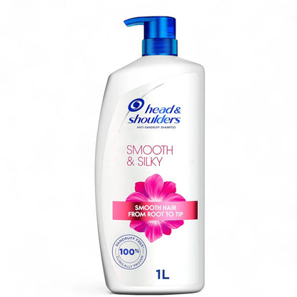 Head & Shoulders Smooth & Silky Anti-Dandruff Shampoo 1000ml – For Dry, Frizzy Hair | 24-Hour Moisture | Clinically Proven | pH Balanced | For All Hair Types - Damoo