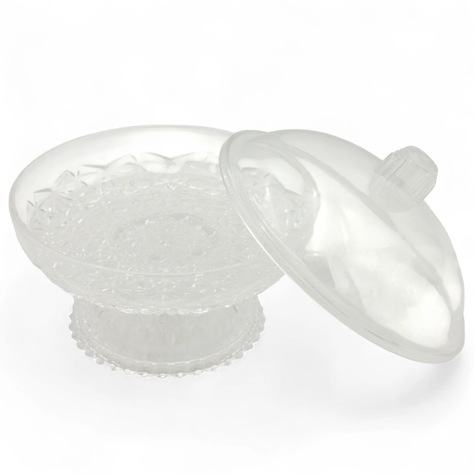 HEC Crystal Acrylic Dessert Tray with Dome Lid & Stand – Elegant Covered Server for Cakes, Pastries, and Sweets – Fine Collection - Damoo