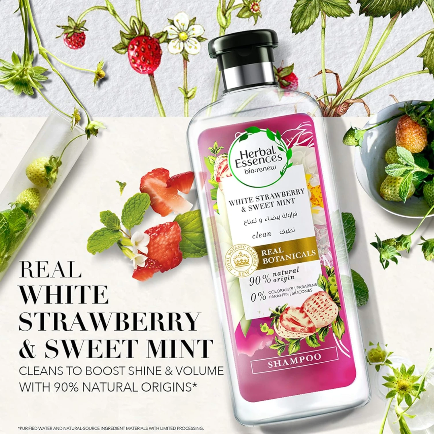 Herbal Essences Bio:Renew White Strawberry & Mint Shampoo + Conditioner Set | 2 x 400ml | Sulfate-Free for Voluminous, Refreshing Hair - Damoo