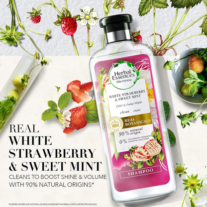Herbal Essences Bio:Renew White Strawberry & Mint Shampoo + Conditioner Set | 2 x 400ml | Sulfate-Free for Voluminous, Refreshing Hair - Damoo