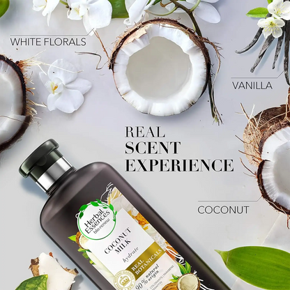 Herbal Essences Coconut Milk Shampoo – 400ml x 2 Pack – Hydrating, pH-Balanced Shampoo for Color-Treated Hair – Sulfate-Free, Paraben-Free, with Aloe, Sea Kelp & Antioxidants - Damoo