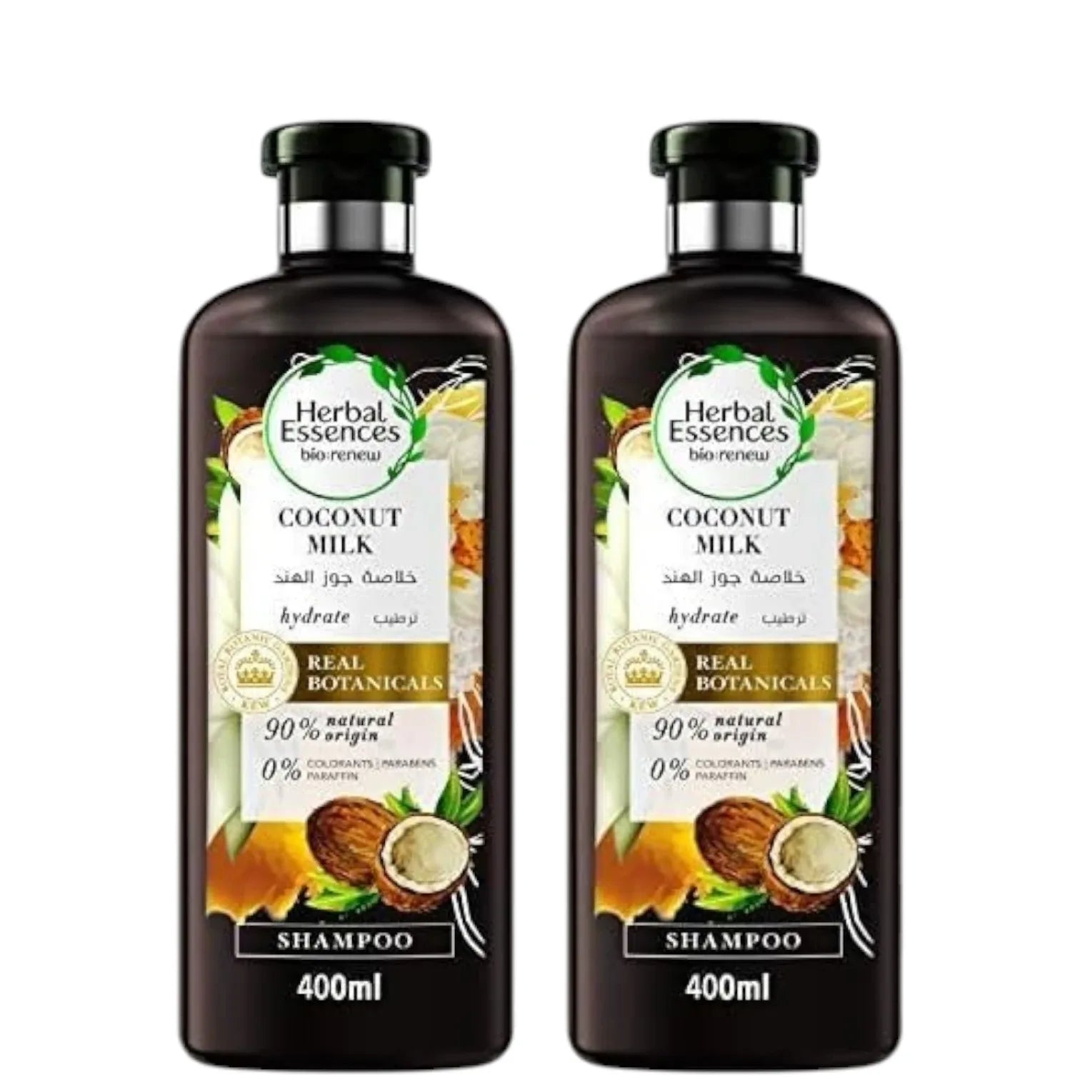 Herbal Essences Coconut Milk Shampoo – 400ml x 2 Pack – Hydrating, pH-Balanced Shampoo for Color-Treated Hair – Sulfate-Free, Paraben-Free, with Aloe, Sea Kelp & Antioxidants - Damoo