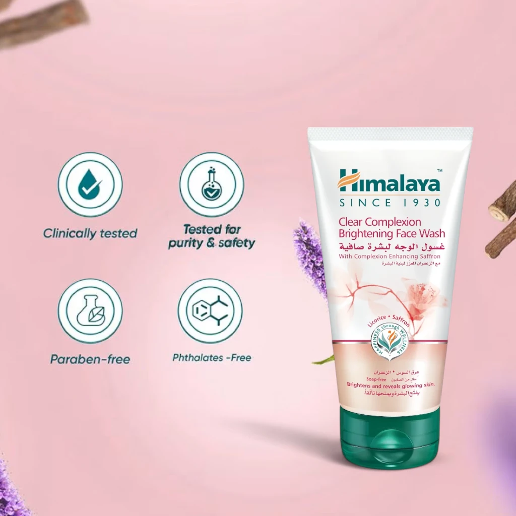 Himalaya Clear Complexion Brightening Face Wash – 150ml (5.07 oz) – For Clear, Radiant & Even Skin Tone – Soap-Free, SLS/SLES & Paraben-Free - Damoo