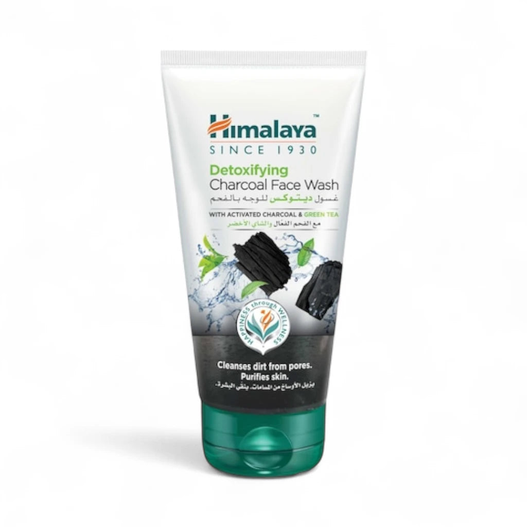 Himalaya Detoxifying Charcoal Face Wash – 150ml - Deep Cleansing Face Wash with Coconut Charcoal & Green Tea for Oily Skin, Acne, & Blackheads - Damoo