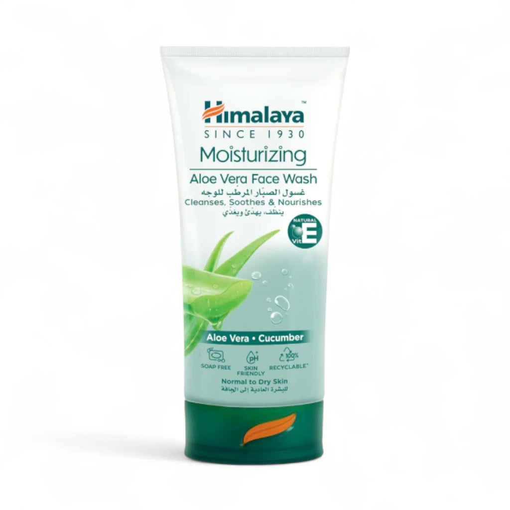 Himalaya Moisturizing Aloe Vera Face Wash 150ml – Gentle Soap-Free Cleanser for Normal to Dry Skin - Damoo