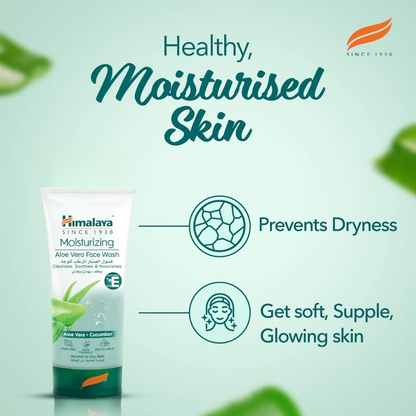 Himalaya Moisturizing Aloe Vera Face Wash 150ml – Gentle Soap-Free Cleanser for Normal to Dry Skin - Damoo