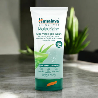 Himalaya Moisturizing Aloe Vera Face Wash 150ml – Gentle Soap-Free Cleanser for Normal to Dry Skin - Damoo
