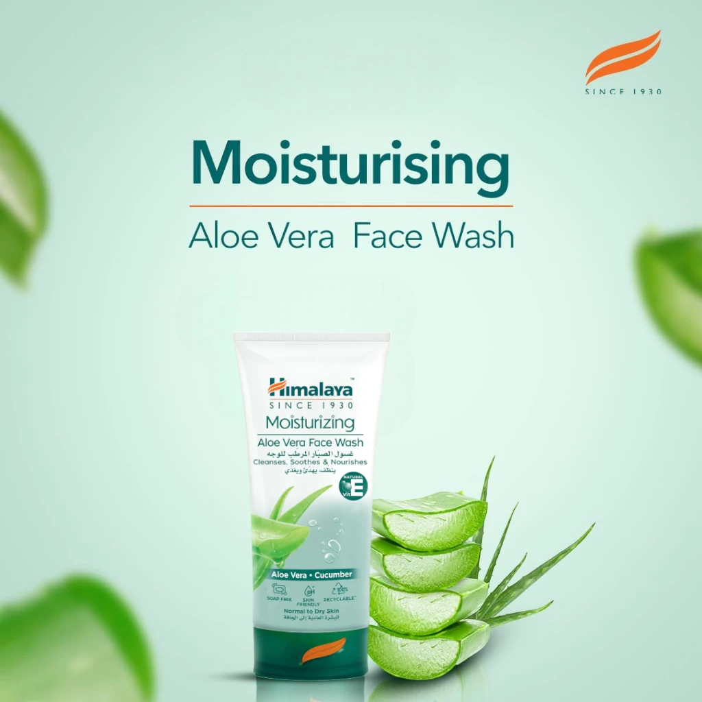 Himalaya Moisturizing Aloe Vera Face Wash 150ml – Gentle Soap-Free Cleanser for Normal to Dry Skin - Damoo
