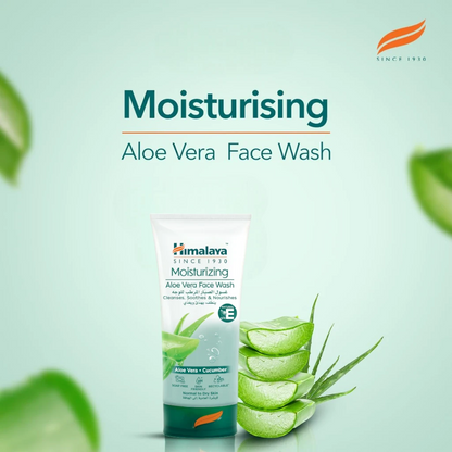 Himalaya Moisturizing Aloe Vera Face Wash 150ml – Gentle Soap-Free Cleanser for Normal to Dry Skin - Damoo