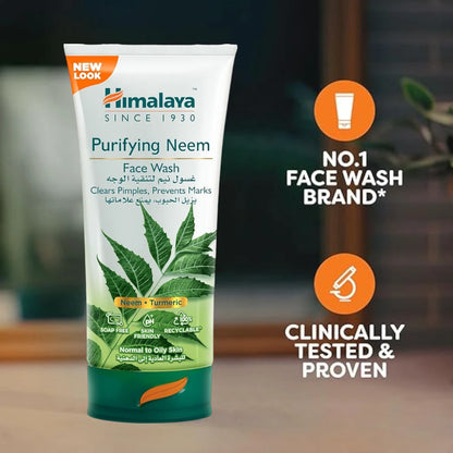 Himalaya Purifying Neem Face Wash – 150ml - Fights Pimples, Controls Oil & Prevents Marks - Herbal Face Cleanser for Clear, Healthy Skin - Damoo