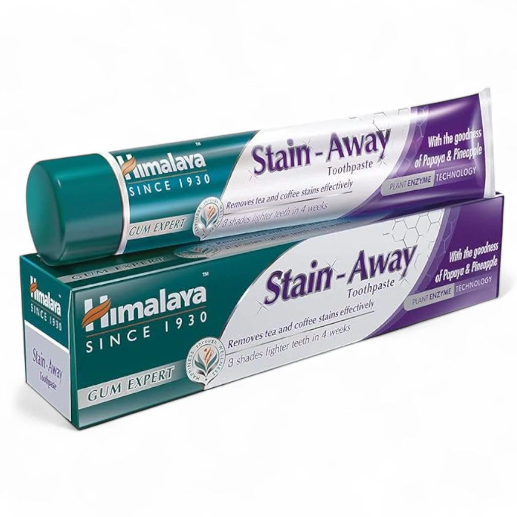 Himalaya Stain-Away Herbal Toothpaste - 100ml | Gently Removes Tea & Coffee Stains | Fluoride-Free, Cinnamon Flavor, Natural Oral Care - Damoo