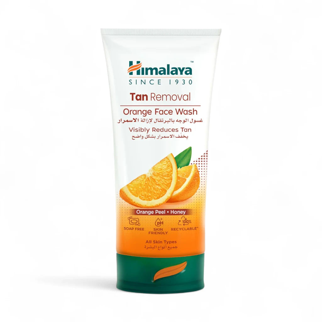 Himalaya Tan Removal Orange Face Wash – 150ml | Brightening Cleanser with Orange Peel, Honey & Papain | Gently Exfoliates & Revives Tanned Skin - Damoo