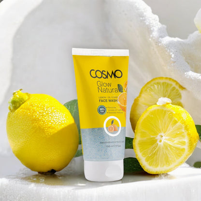 COSMO Glow Natural Lemon Oil Clear Face Wash – Oil-Balancing, Deep Cleansing & Refreshing Citrus Formula for Clean, Hydrated Skin (150ml) - Damoo