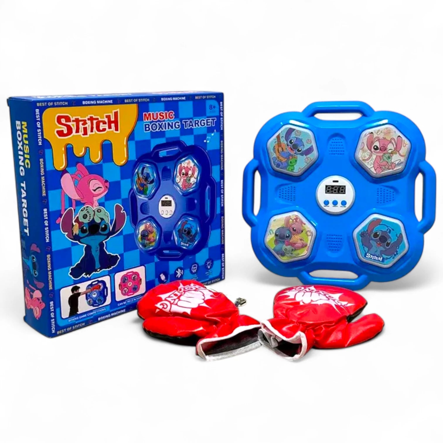 Stitch Boxing Simulator with Gloves – Electronic Musical Boxing Toy with Bluetooth, Backlight & Scoring System | Rechargeable Punching Game for Kids 8+