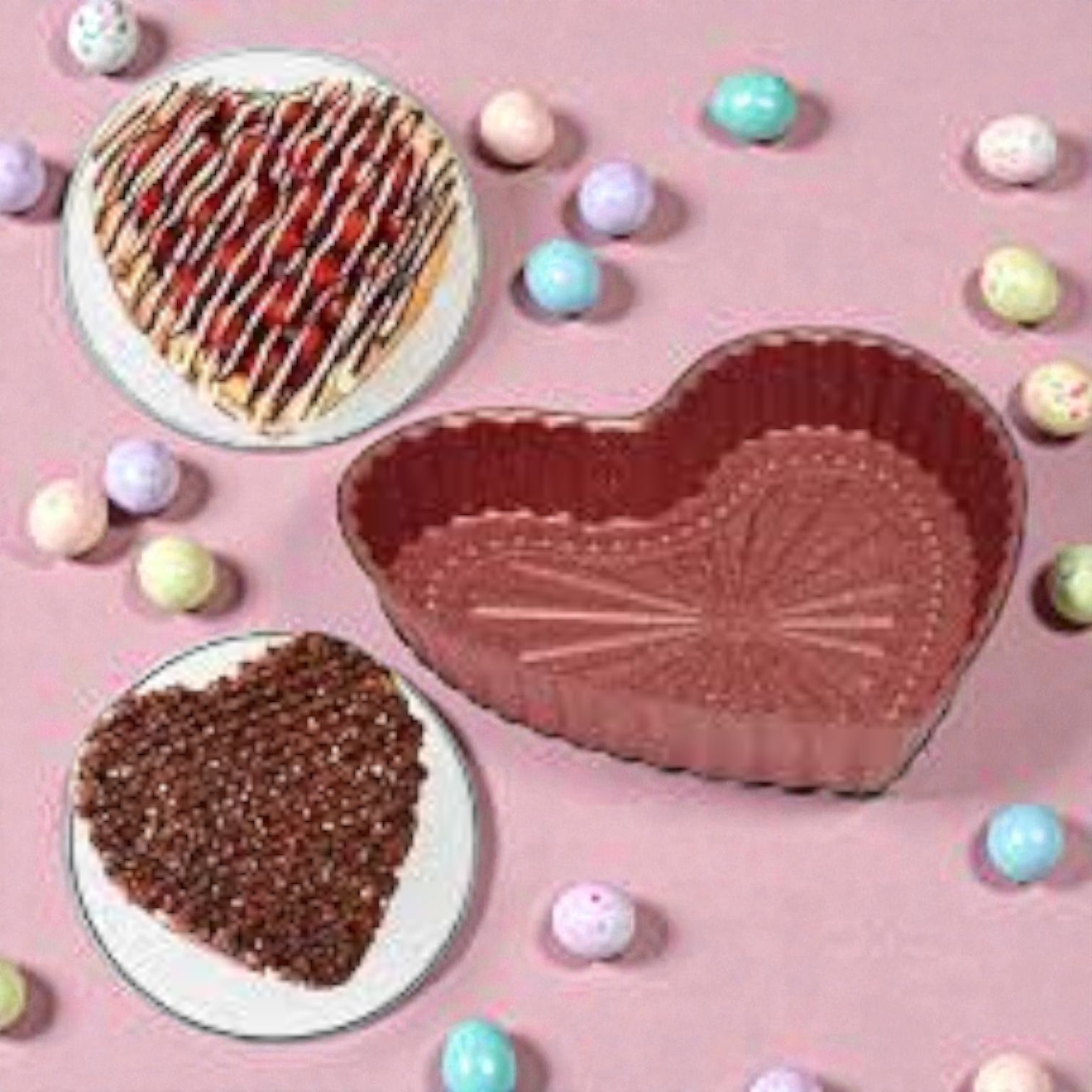 Carbon Steel Heart Shaped Non-Stick Cake Pan – Romantic Baking Mold, Two Sizes & Two Colors Available (4H x 25L × 25W CM | 4H x 21L × 21W CM) - Damoo