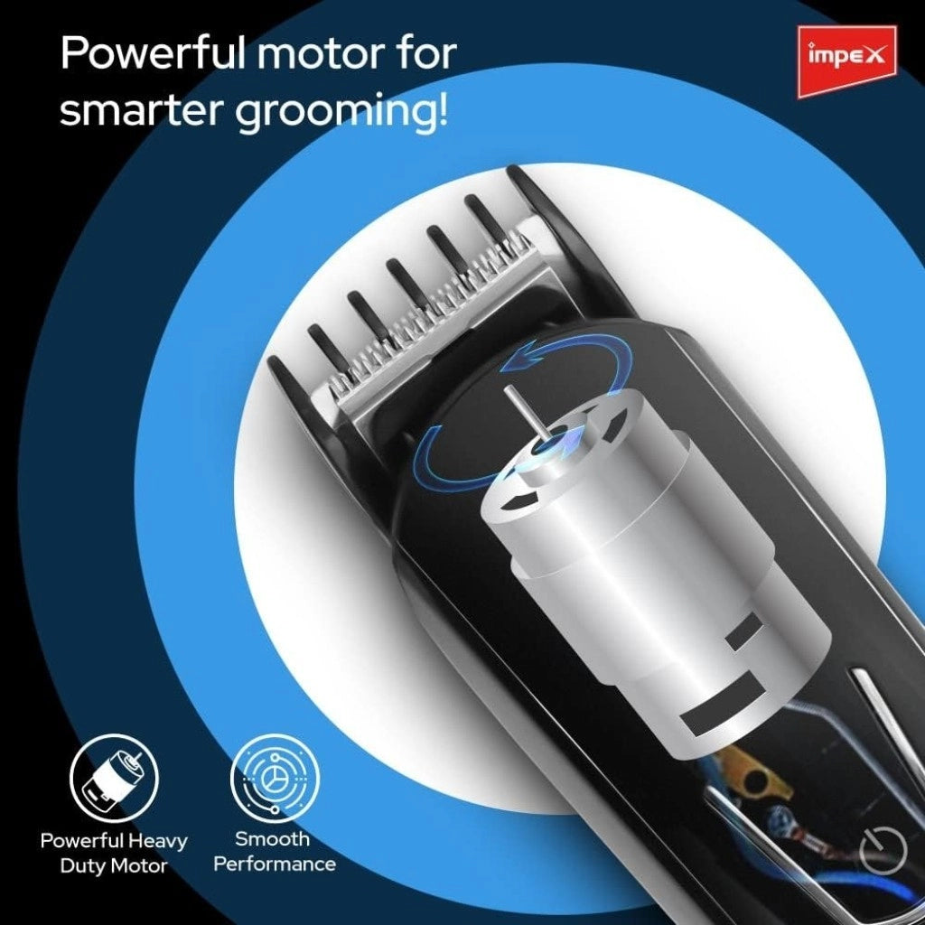 Impex 10-in-1 Multi Grooming Kit – Professional Cordless Trimmer for Men with Nose, Beard, Hair, Body & Precision Trimming – Fast Charging, Stainless Steel Blades, Black -  GK 402 - Damoo