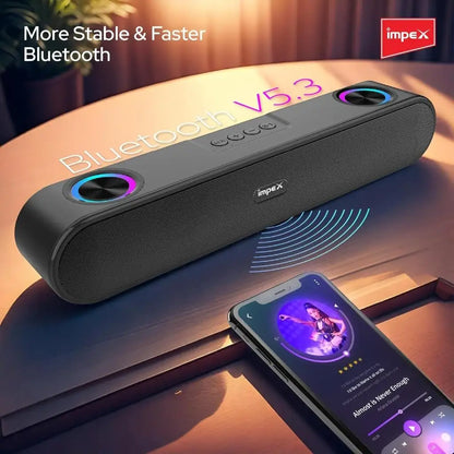 Impex 1600W Bluetooth Speaker with RGB Light & 2000mAh Battery – Stereo Wireless Speaker with Bluetooth 5.3, Dual Radiators, USB/TF/AUX/FM/TWS, Type-C Charging – Hands-Free Mic - Damoo