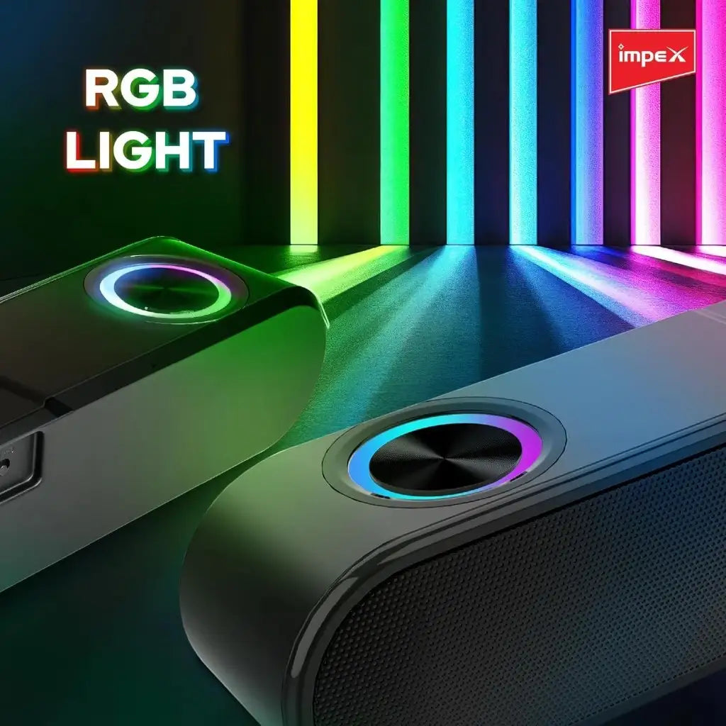Impex 1600W Bluetooth Speaker with RGB Light & 2000mAh Battery – Stereo Wireless Speaker with Bluetooth 5.3, Dual Radiators, USB/TF/AUX/FM/TWS, Type-C Charging – Hands-Free Mic - Damoo