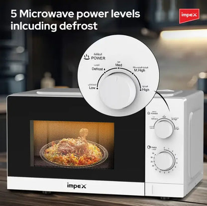 Impex 20L Microwave Oven – 700W Power, 5 Power Levels, Energy Efficient, Timer Function, Durable Build - MO 8101A - Damoo