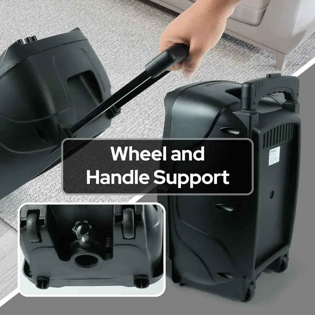 Impex 25 W RMS Portable Trolley Bluetooth Speaker with Wireless Mic, USB/SD/AUX/FM, LED Lights & Remote – Rechargeable – TS-25B - Damoo