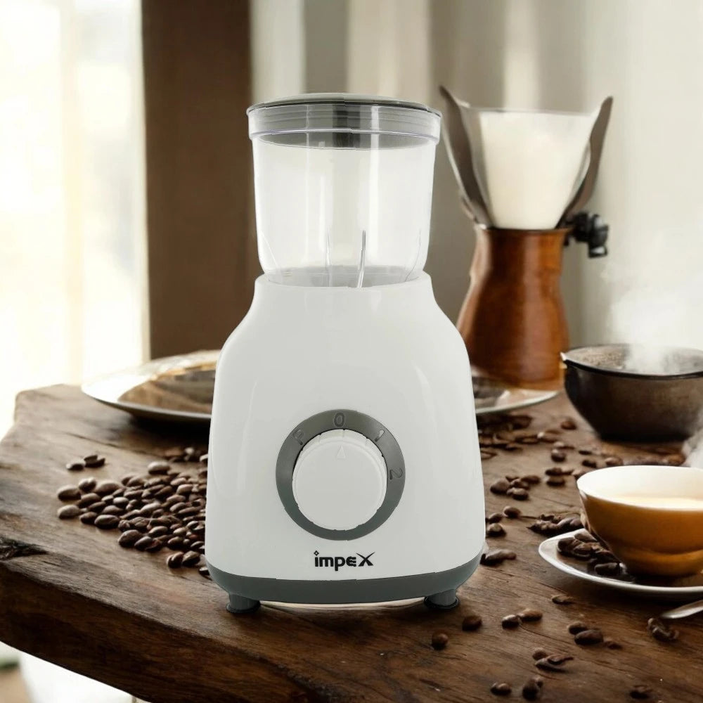Impex 3-in-1 Electric Blender – 400W Power, 1.6L Blender Jar, Stainless Steel Blade, Meat Mincer & Grinder, Overheat Protection – White - BL 3503B - Damoo