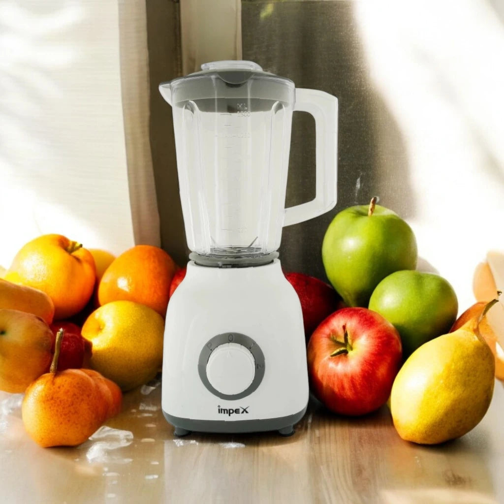 Impex 3-in-1 Electric Blender – 400W Power, 1.6L Blender Jar, Stainless Steel Blade, Meat Mincer & Grinder, Overheat Protection – White - BL 3503B - Damoo
