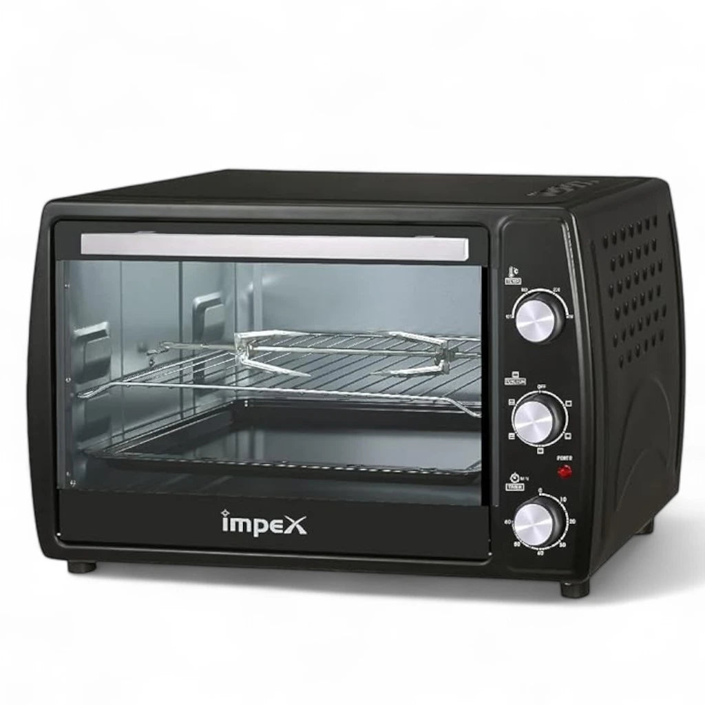 Impex 45L Electric Oven Toaster Griller with Convection, Rotisserie, 6 Heating Modes, 1800W Power, Adjustable Temperature & Timer – OV 2902 – Black - Damoo