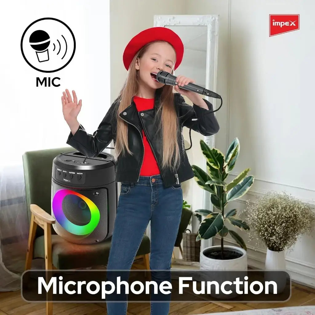 Impex 500W Bluetooth Speaker with Mic & RGB Light – 4" Wireless Portable Speaker | 1200mAh Battery, USB/SD/AUX/FM/TWS | Type-C Charging – TS 1106 Black - Damoo
