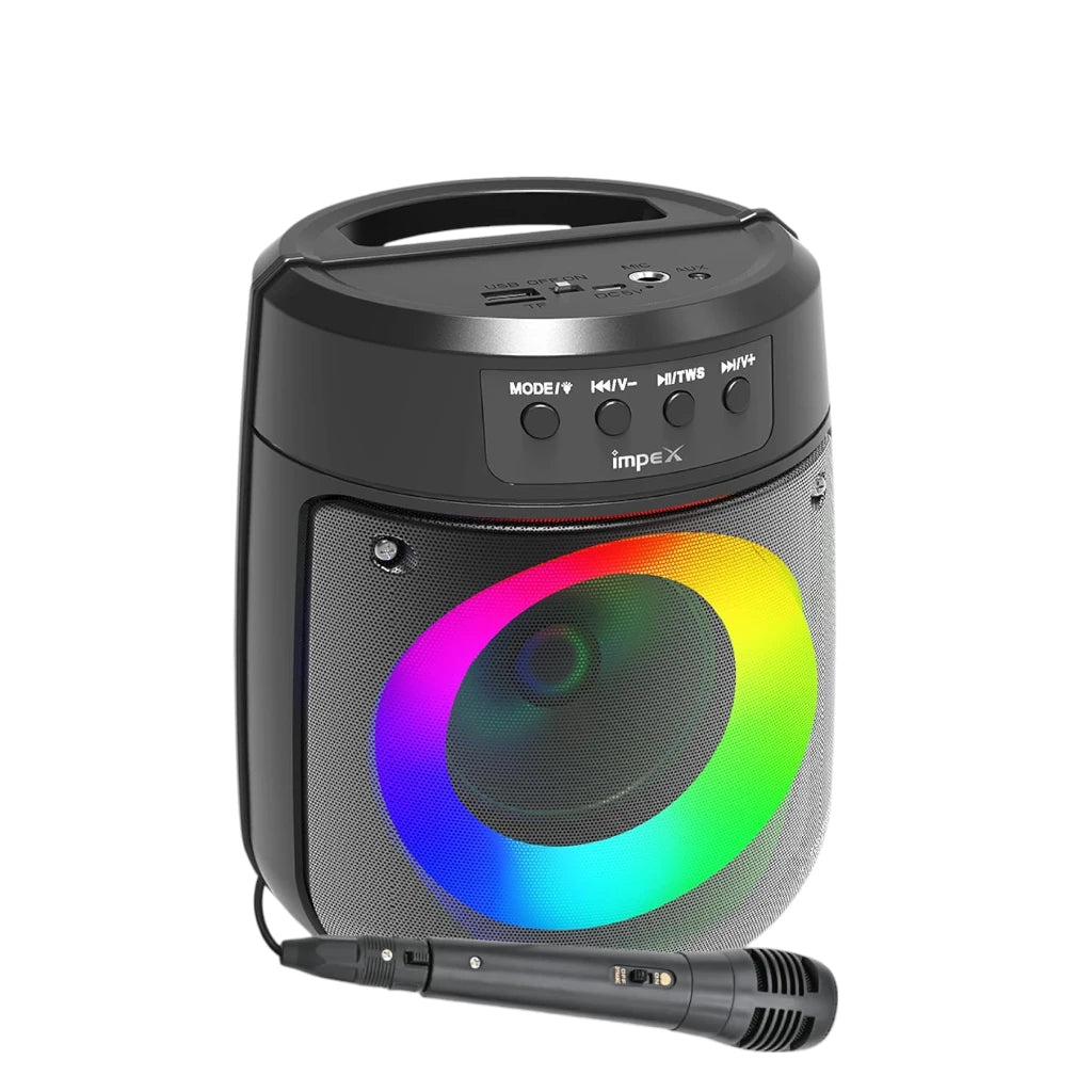 Impex 500W Bluetooth Speaker with Mic & RGB Light – 4" Wireless Portable Speaker | 1200mAh Battery, USB/SD/AUX/FM/TWS | Type-C Charging – TS 1106 Black - Damoo
